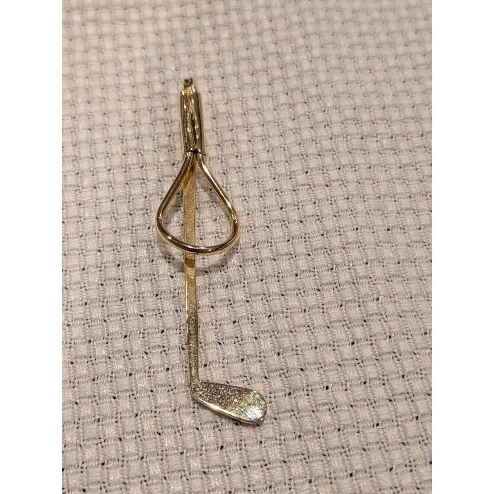 Gold Tone Golf‎ Club Tie Clip Bar Mens Fashion Accessory Holder